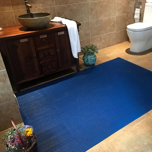 MYOYAY 3' x 16.4' Non-Slip PVC Drainage Floor Mat Commercial Wet Area Floor Mats for Outdoor Indoor Restaurant Kitchen Bar Swimming Pool Splash Matting Water Drain Flooring Mat, Blue