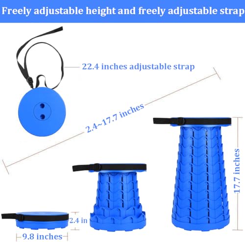 Fishboy Upgraded Collapsible Stool, 400lbs Max Weight, Lightweight But Sturdy, Portable Retractable Folding Telescoping Foldable Camping Stool for Adults Outdoor Fishing Hiking BBQ - color: All Blue