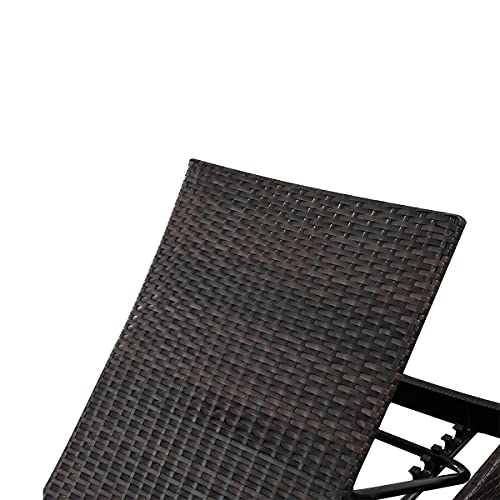 79'' Long Reclining Chaise Lounge Set (Set of 2), Outdoor Wicker Reclining Lounge Chair Patio Rattan Double Chaise Lounge Lawn Sunbathing Chairs Beach Pool Backrest Recliners (Set of 2) - color: 2 Chairs