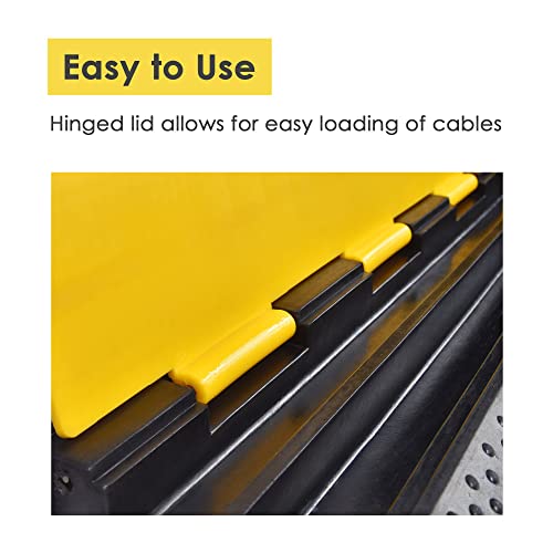 Yescom Cable Ramp Protector 2 Channel Garden Hose Protecitive 22000 Lbs Load Capacity Heavy Duty Speed Bump for Road Driveway Walkway - size: 1.8"H - 2 Channel