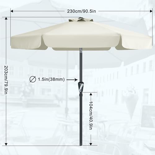 MASTERCANOPY Valance Patio Umbrella for Outdoor Table Market (7.5ft, Light Beige) - color: Light Beige, size: 7.5FT