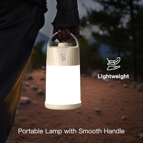 Motion Sensor LED Night Light - Cordless Battery Powered Table Lamp, Portable Lamps Lantern for Outdoor Camping Tents, 4 Brightness Level, Press Dimmable Safe Night Lights,1 Pack (Apricot) - color: Apricot