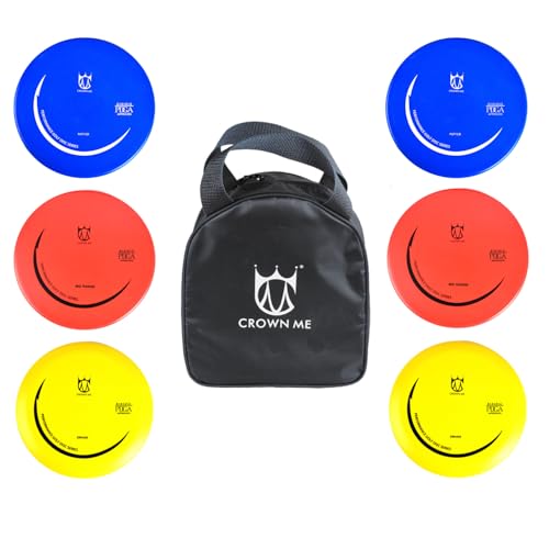 CROWN ME Disc Golf Set with 6 Discs and Starter Disc Golf Bag – Fairway Driver, Mid-Range, Putter Disc - color: Black