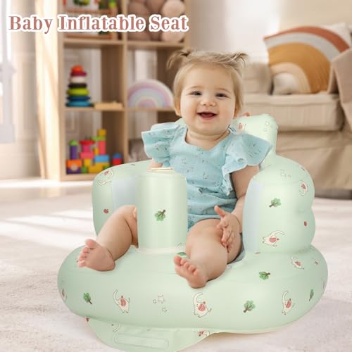 AirSwim Inflatable Baby Seat, Inflatable Baby Chair for Babies 3 Months and Up, Summer Blow Up Chair with Built in Air Pump, Infant Floor Seats for Learning to Sit, Palying, Camping, Elephant - color: Elephant