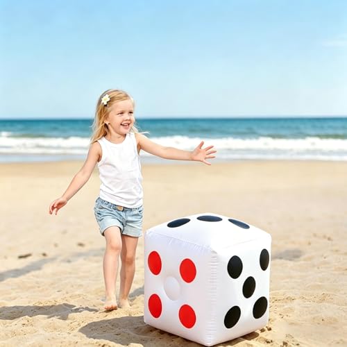 13" Jumbo Inflatable Dice, 2pack Outdoor Fun Giant Inflatable Dice Set and 12mm 10pcs Dice for Indoor and Outdoor Broad Game, Ludo and Pool Party