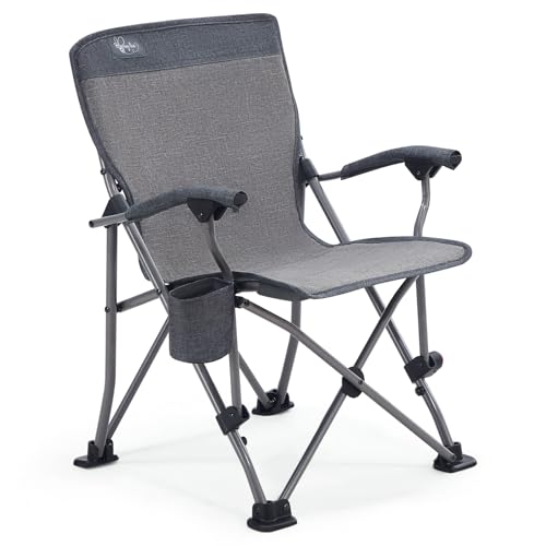 Busy Bee Oversized Kids Camping Chair with Cup Holder, High Back Toddler Chair Kids Folding Chair, Perfect for Beach & Outdoor, Supports 150 Lbs. - color: Grey, style: Folding Chair
