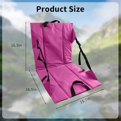 Folding Stadium Seat Cushion with Backrest, Portable Bleacher Pad for Camping, Fishing,15.8'' x 16.5'',Lightweight Chair with Backrest for Outdoor Sports and Concerts (Rose Pink) - color: Rose Pink