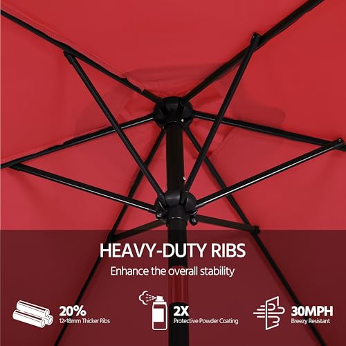 Yaheetech 9FT Patio Umbrella Outdoor with Heavy Duty Base Included,Table Umbrella with Push Button Tilt and Crank, UV Protection Waterproof for Yard/Outdoor/Wedding Parties and Events - Red - color: Red, size: 9FT