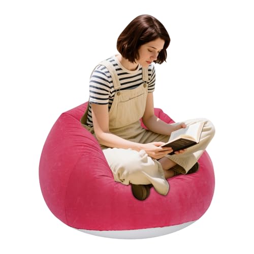 9pcs Inflatable Bean Bag Chairs, Inflatable Chairs for Adults with Foot Air Pump, Outdoor Blow-Up Camping Chairs, Lazy Sofa Folding Loungers Couch for Living Room Bedroom (Red) - color: Red