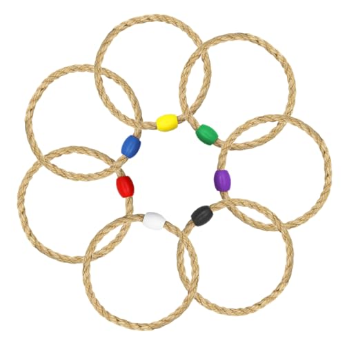 7 Pack Sisal Rope Ring Toss Game Replacement Parts for Adults and Kids, Outdoor Toss Rings for Agility Practice and Yard and Lawn Games for Party(7 Colors-Red,Blue,Yellow,Green,Purple,Black,White)
