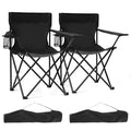 2 Pack Lightweight Folding Camping Chairs, Outdoor Lawn Beach Chair with Cup Holder & Carry Bag for Travel, Fishing, Picnic, Backyard, Hiking - color: Black