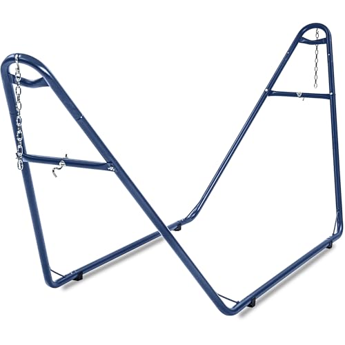 gafete Universal 2 Person Hammock Stand Only, 600 lbs Capacity, Fits 9 to 14ft Hammocks, Adjustable Double Heavy Duty Powder-Coated Steel Stand for Outside, Multi-Use (Navy) - color: Navy