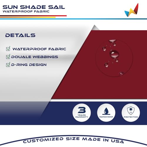 Windscreen4less 5'x5'x7.1' Waterproof Sun Shade Sail Right Triangle Shade Canopy Cover UV Block for Backyard Patio Deck Balcony Pergola Garden (Red) - color: Red, size: 5' x 5' x 7.1'