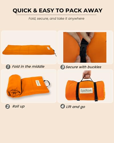 RovePad Trail Dog Bed Mat 43"x27" – Waterproof Non Slip Outdoor Travel Mat for Camping & Car – Silent Peachskin Roll-Up Pad for Medium & Large Dogs, Machine Washable - color: Orange