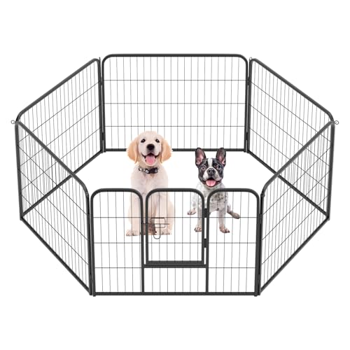 FDW Dog Playpen Dog Pen Dog Kennel 6 Panels 24 Inch Height Indoor Outdoor Folding Metal Portable Puppy Exercise Pen Heavy Duty Dog Fence for Yard Camping,Black - style: 6 Panels