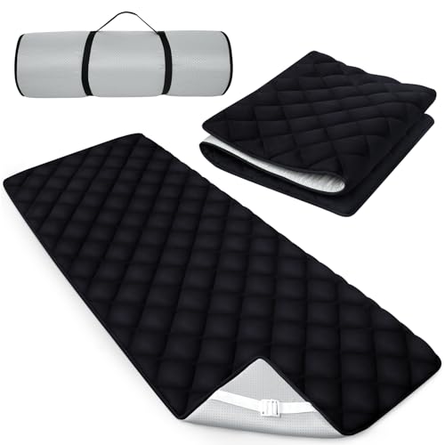Quilted Foam Mattress Topper Pad, Non-Slip Super Soft Comfortable 75"x30", Cool Sleeping Pad for Camp Cot/RV Bunk/Narrow Twin Beds - color: Black