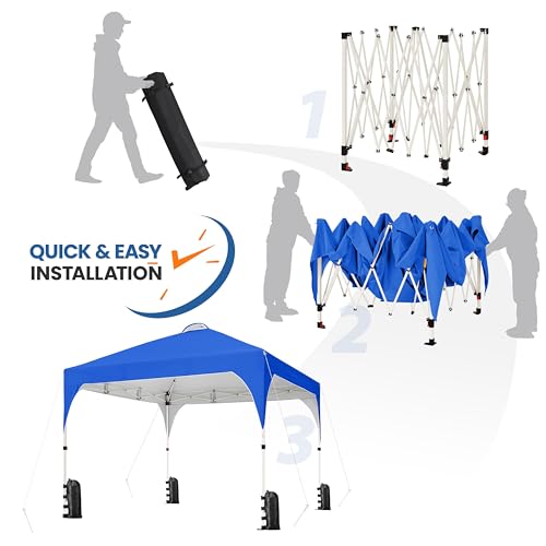 Yaheetech 10x10 Pop Up Canopy Tent with Vent, Easy Set Up Tent, Instant Sun Shelter Canopy with Wheeled Bag, 4 Sandbags, 12 Stakes & 4 Ropes, for Parties, Beach, Outdoor, Blue - color: Blue, size: 10x10