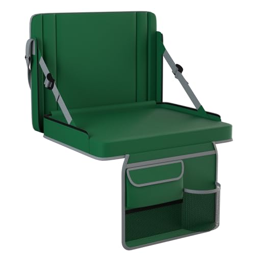 Stadium Seats with Back Support 1PACK Adjustable Bleacher Chairs with Back and Cushion Bleacher Seat with Cup Holder, Carry Handle & Shoulder Strap for Outdoor Sports Events, Picnics - color: Green-1pc-large
