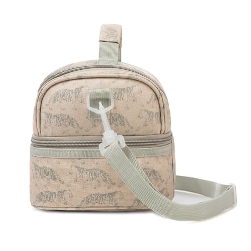 Insulated Kids Dual Compartment Lunch Bags Tote for Girls Boys Toddler Lunch Boxes Pre-School Toddler Kindergarten Picnic Camp Food Cooler Thermal with Strap (Z Tiger) - color: Z Tiger