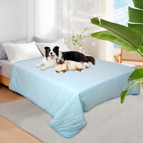 Cooling Blanket for Dogs - Q-MAX>0.4 Waterproof Pet Throw Blanket Bed Cover, Non-Slip Dog Blankets for Couch Protector, Washable Furniture Cover for Summer, Blue,50x60 - color: Light Blue, size: 50x60 Inch