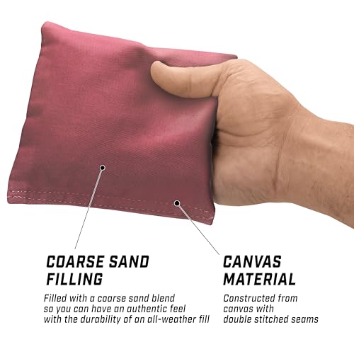 GoSports Classic Cornhole Bean Bags Set of 4-16 Colors Available - Regulation All Weather, Mix and Match - color: Burgundy, size: 6 X 6"