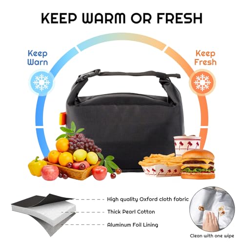 YUDANSI Fashion Lunch Bags for Men Women- Reusable Insulated Leakproof Lunch Box Tote Bag, Cool Bags for Adults,Thermal Cooler Bag for Work Picnic Travel -8L (Black) - color: Black