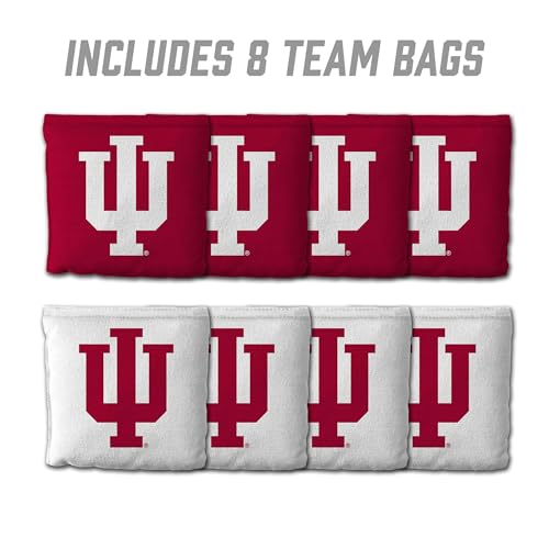 YouTheFan Officially-Licensed NCAA Set of 8 Cornhole Bags - All Weather Dual Sided Slide & Stop - Regulation Size with Carry case - color: Indiana Hoosiers