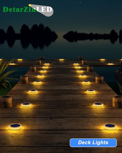 DetarZinLED Solar Step Lights for Outside Waterproof, 4 Pack Warm White Outdoor Stair Light Solar Powered, Stick on Lights for Deck, Dock, Driveway, Walkway, Pathway, Porch, Yard, Ground - size: 4pcs Warm White Corner