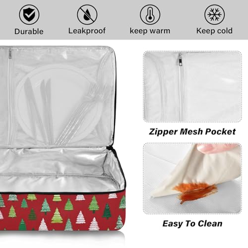 Casserole Carriers for Hot or Cold Food Reusable Casserole Dish Carrier Insulated Thermal Large Capacity Durable Perfect for Party Camping Family Gatherings Yellow Fish - color: Christmas Trees White Green