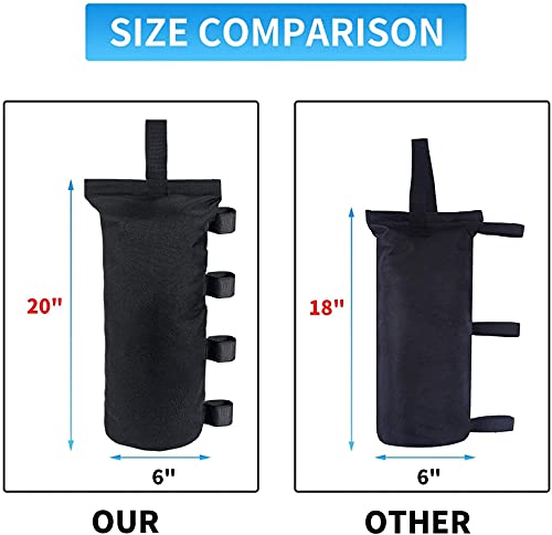 Joramoy Heavy Duty Canopy Weight Bags(120LBS) for Pop up Canopy Tent, Canopy Weights Set of 4, Leg Weights Sand Bags for Instant Outdoor Sun Shelter Patio Umbrella(Without Sand) - color: Black, size: 120lbs