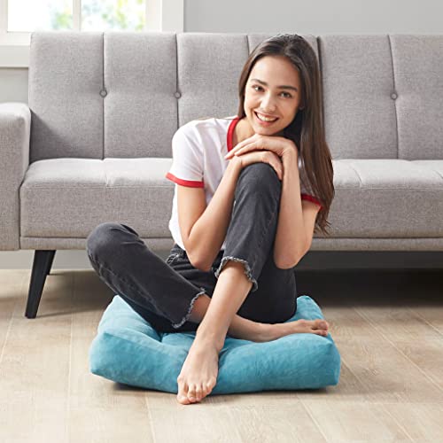 Degrees of Comfort Meditation Floor Pillow, Square Large Pillows Seating for Adults, Tufted Corduroy Thick Cushion for Living Room Tatami, Turquoise, 22x22 Inch - color: Square | Turquiose | 1 Pack, size: 1 Pack