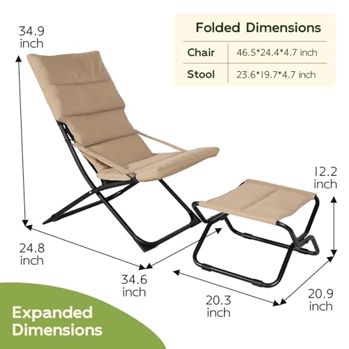 Abba Patio Heavy-Duty Outdoor Chaise Lounge Chair, Reclining Folding Camping Chair with Removable Footrest, All-Weather Portable Patio Furniture for Poolside, Beach, Lawn, Indoor Outdoor Use, Brown - color: Brown