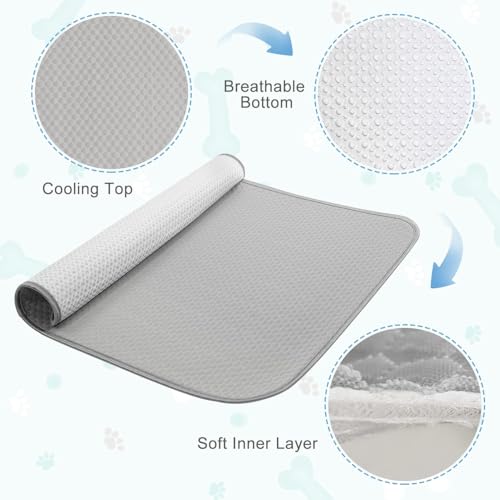 Buvlnee Summer Dog Cooling Mat Washable Ice Silk Self Cool Pad for Small Medium Large Dogs and Cats, Pet Sleeping Pad for Crate, Bed, Indoor & Outdoor Floor, Car Seats - color: Gray, size: 40x28in