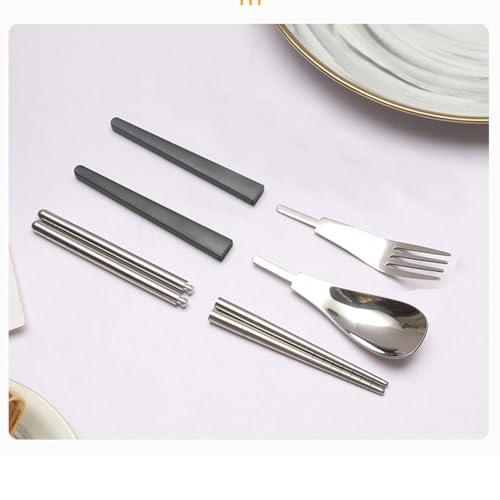 2Pack Folding Stainless Steel Cutlery Set with Case, Travel Foldable Collapsible Portable Tableware Utensil Spoon Fork Chopsticks for Picnic