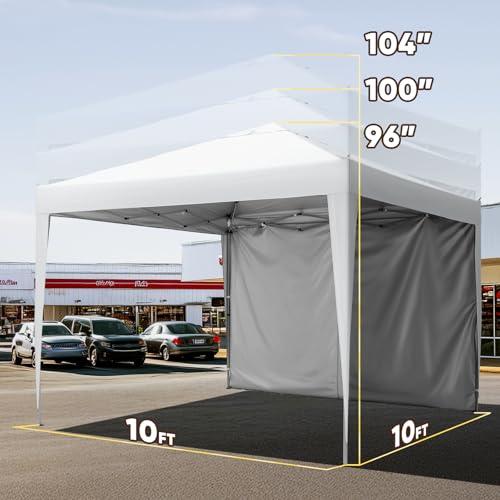 Quictent 10x10 Pop Up Canopy Tent with 1 Sidewall, Instant Setup Gazebo for 1 Person, Portable & Compact, Waterproof & UV Protection, Ideal for Camping, Beach, Parties, and Outdoor Events - color: White, size: 10x10 with 1 Sidewall