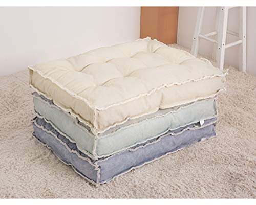 U-A Floor Cushions Sitting Pillow, Thick Meditation Pillow for Sitting on Floor，Solid Square Floor Pillow for Kids Reading Nook,Yoga Living Room Sofa Balcony Outdoor,31x22 Inch