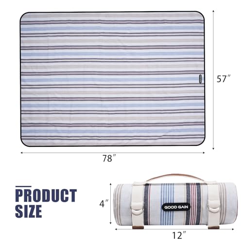 G GOOD GAIN Waterproof Picnic Blanket Portable with Carry Strap for Beach Mat or Family Outdoor Camping Party（Oyster） - color: Oyster Grey