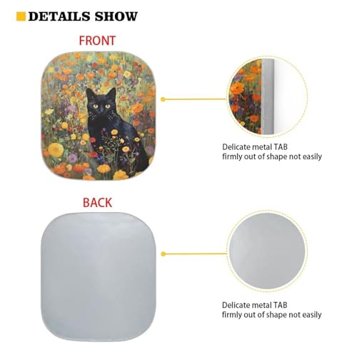 Floral Black Cat Car Sun Shade for Windshield Outdoor Travel Universal 2pcs Pack Car Sunshade Visor Front Window Sunshades Summer Auto Protective Accessiors - color: Floral Black Cat