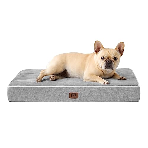 EHEYCIGA Orthopedic Dog Bed Waterproof 30"x20", Memory Foam Pet Bed for Medium Dogs, Washable Pet Mat with Removable Cover, Grey - color: Grey, size: 30.0"L x 20.0"W x 3.0"Th