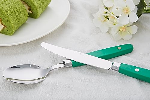 ANNOVA Silverware Set, Retro/Rivet Colorful Stainless Steel Tableware Kitchen Flatware Set Utensils, Includes Dinner Knives, Forks, Spoons, Salad Forks & Dessert Spoons (Green, 20 Pieces) - color: Green, size: 20 Pieces