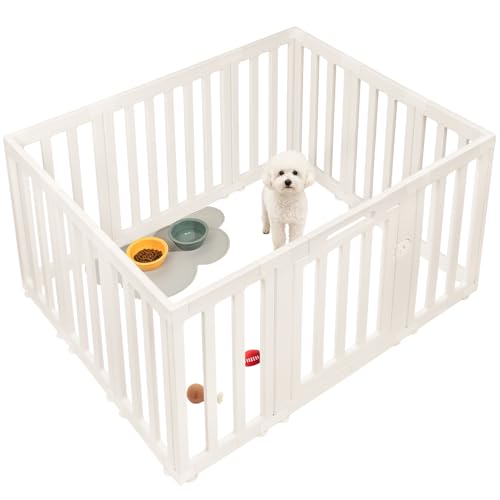 XPIY Dog Playpen – 25Inch Tall Plastic Puppy Fence Playpen with Door for Medium and Small Dogs, Safe Indoor & Outdoor XL Big Pet Puppy 12-Panel Play Pen - color: white, size: 44"*36.2"*25"