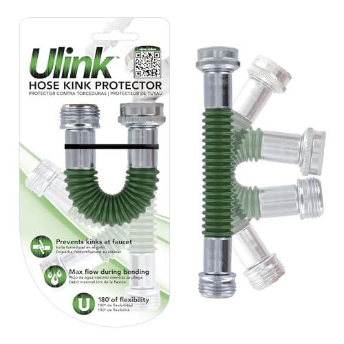 Ulink 180° Hose Kink Protector Drinking Water Safe Flexible Garden Hose Protector - Eliminates Crimping and Straining at Faucets for RV, Garden & Car Wash, Made in Canada, 2 Pack Green