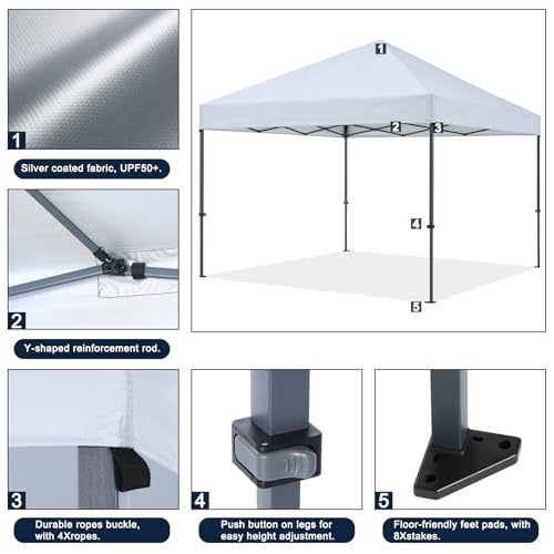 COOSHADE Durable Easy Pop Up Canopy Tent 12x12Ft (Silver White) - color: Silver White, size: 12x12Ft