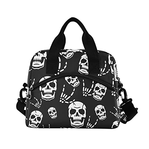 Gothic Skeleton Insulated Lunch Bag Reusable Lunch Tote Bag Cooler Bag for Women Men Adult Lunch Box with Adjustable Shoulder Strap Leakproof Lunch Bag for Work School Picnic Camping - color: Gothic Skeleton