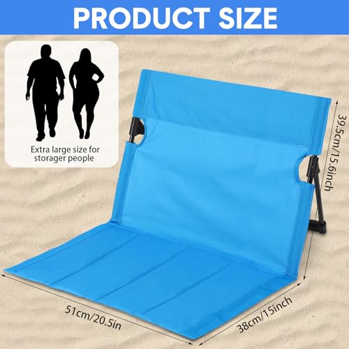 Jetec Foldable Floor Backrest Chair Portable Camping Chair with Storage Bag Light Weight Lazy Seat for Indoor Outdoor Bed Ground Park Lawn Concerts Beach Hiking - color: Blue, size: X-Large