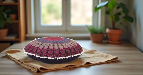 Large Round seat Floor Cushion Chair Ottoman Cover Pouf Pillow Meditation Floor Cushions for Adults Seating pouffe Ottoman Throw Covers Craft Room Furniture for Sitting Cover 22 Inches (Pink) - color: Pink