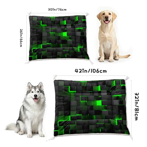 Nttopship Dog Cat Bed Mat Ultra Soft Fluffy Pet Bed Washable Fashion Dog Crate Beds Comfy Comfy Pet Sleeping Pad Suitable for Pet Raised Bed(30"x26",Green Black) - color: Green Black, size: Medium
