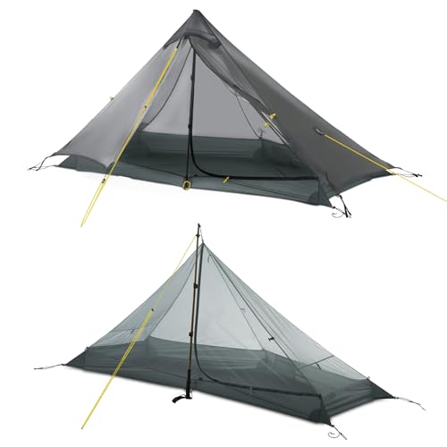 LANSHAN Ultralight Tent 3-Season Backpacking Tent for 1-Person or 2-Person Camping, Trekking, Kayaking, Climbing, Hiking - color: 1-person, dark grey