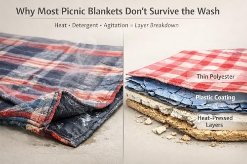 White Picnic Blanket & Beach Mat – Canvas, Machine Washable, Large 4’9” × 6’3” - color: Creamy White, size: 4'9" x 6'7" (Rectangular)