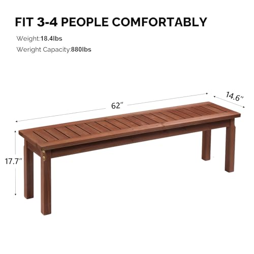 Outvita 3 Piece Outdoor Dining Set, Wood Patio Table and Benches, Indoor Outdoor Patio Furniture for Backyard, Poolside, Entryway, Porch